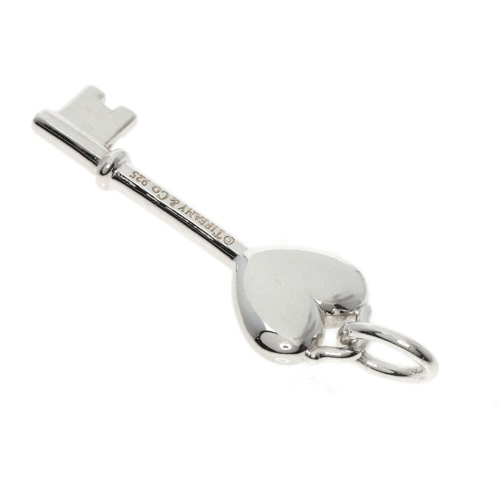 Tiffany Co Heart Key Enamel Charm Pendant Silver